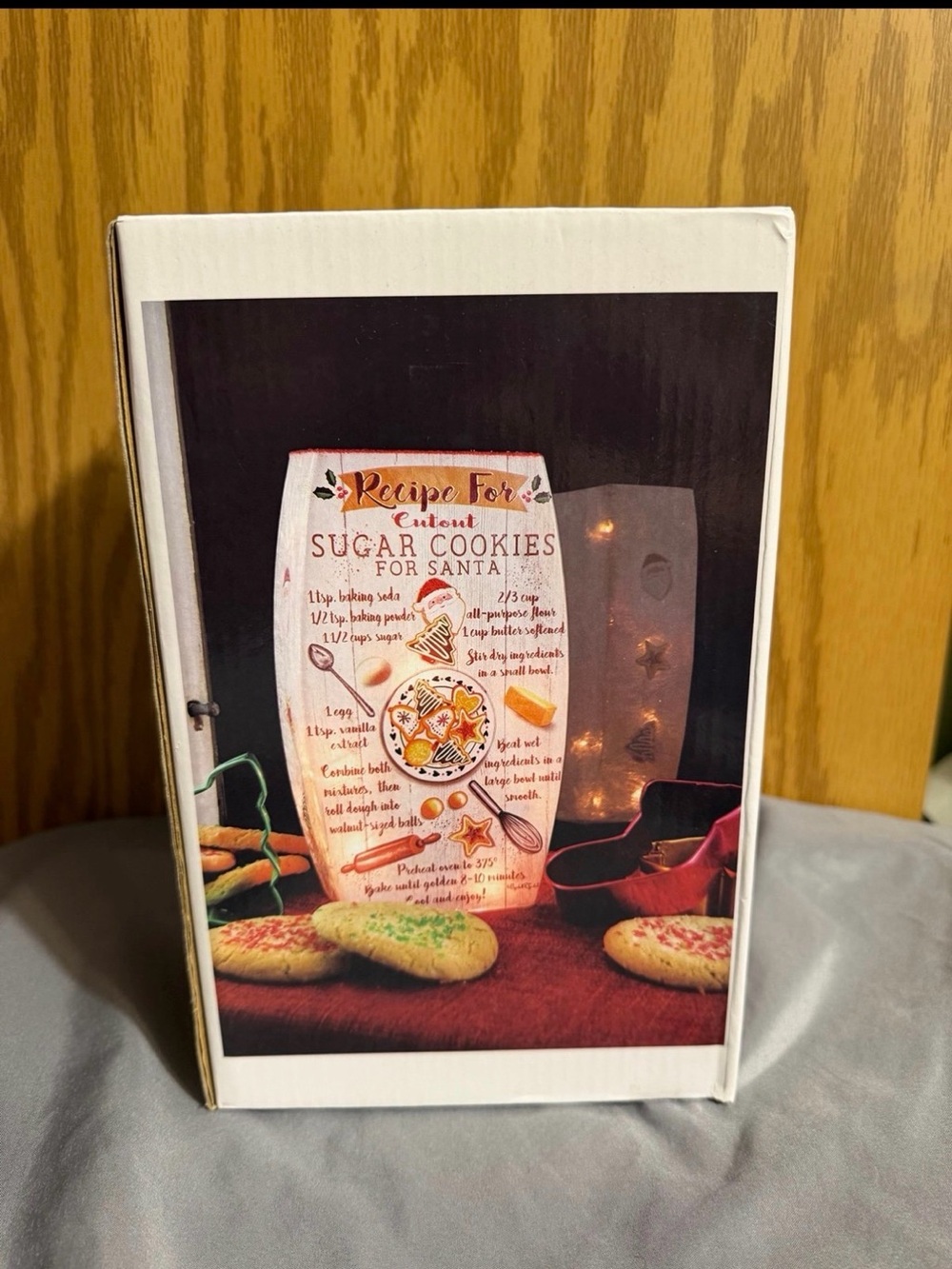 Sugar Cookies for Santa Decorative Recipe Card vase with Light